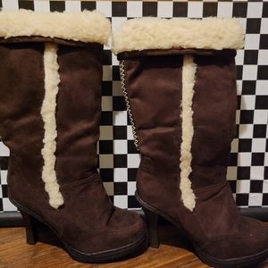 Suede Eskimo Heeled Leather Boots